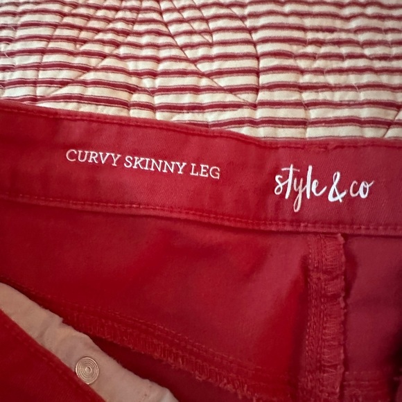 Style & Co. Curvy Skinny Leg Pants in Vibrant Red - Picture 5 of 6